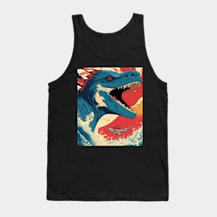 Japanese Sea Vintage blue Dragon Tank Top